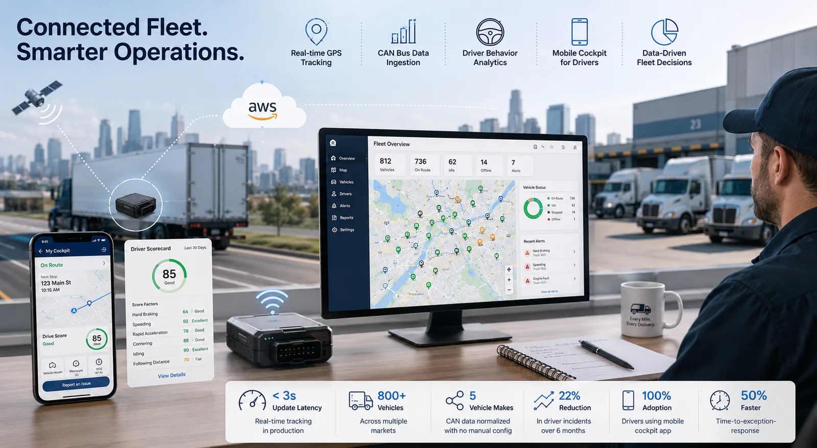 Real-Time Fleet Telemetry Platform with Mobile Cockpit and GPS Tracking